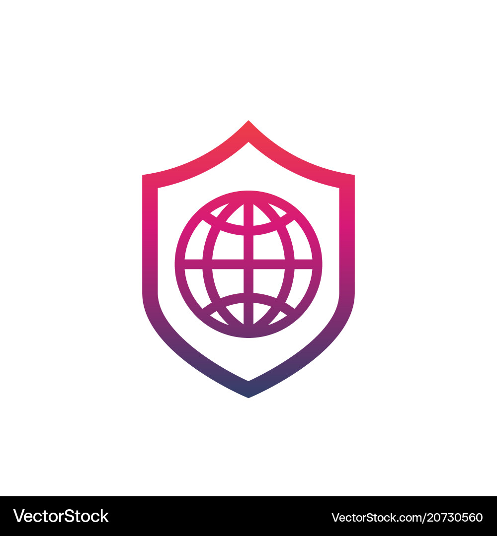 Network security icon with shield and globe Network security icon with shield and globe vector image