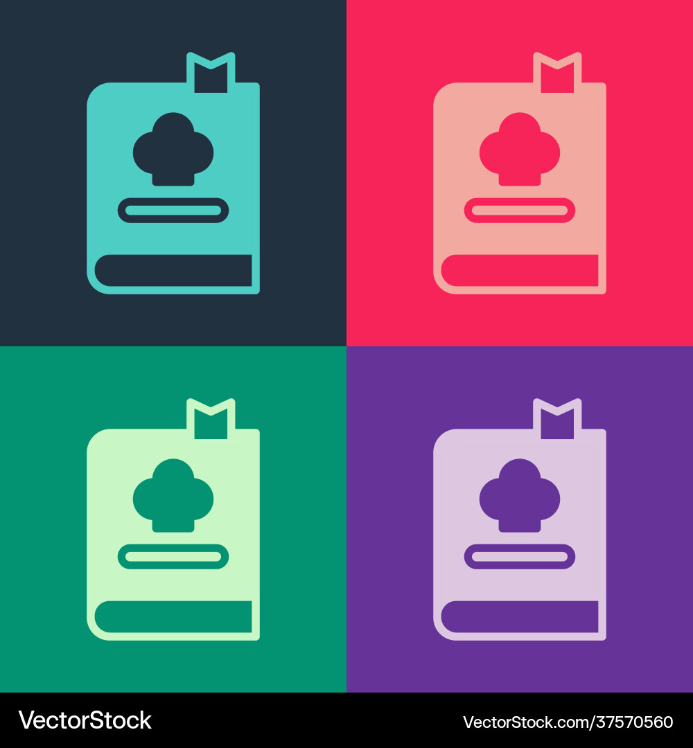 Pop art cookbook icon isolated on color background Pop art cookbook icon isolated on color background vector image