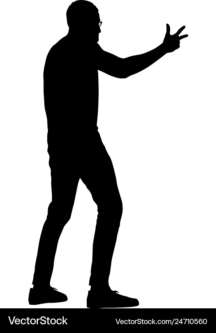 Schwarze Silhouetten Mann mit Arm auf einem weißen Schwarze Silhouetten Mann mit Arm auf einem weißen vektorbild