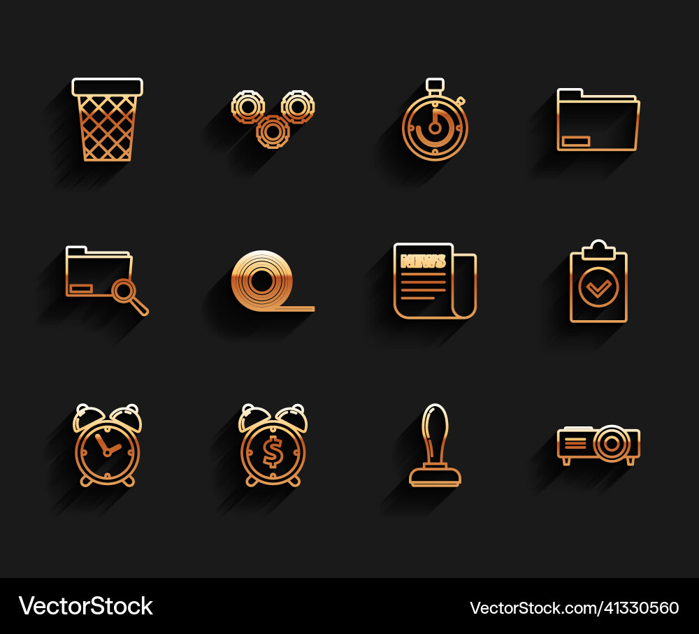 Set line alarm clock with dollar symbol trash Set line alarm clock with dollar symbol trash vector image