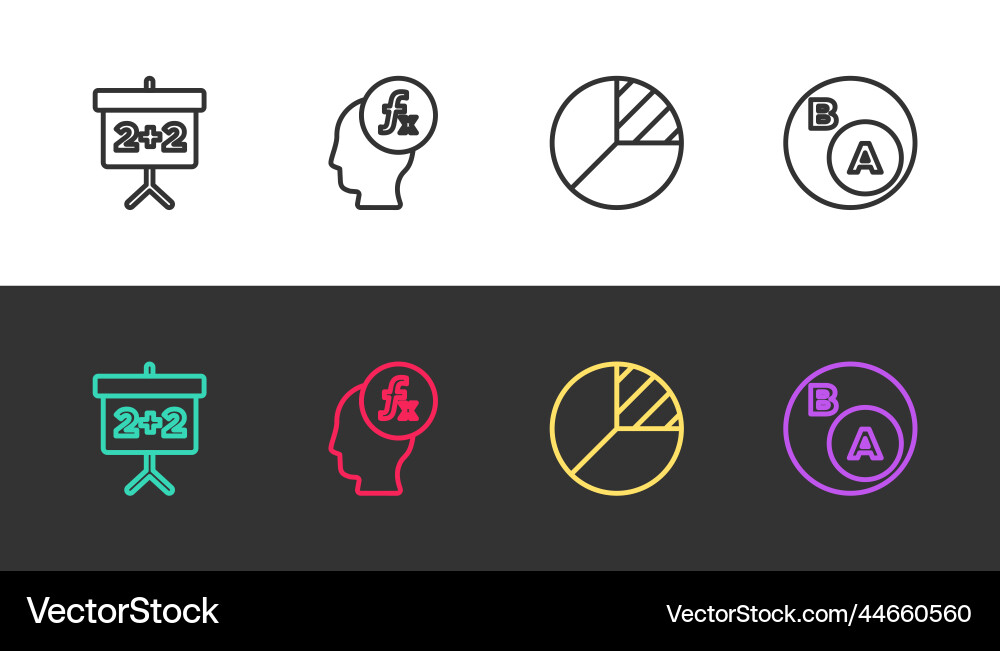 Set line chalkboard function mathematical symbol Set line chalkboard function mathematical symbol vector image