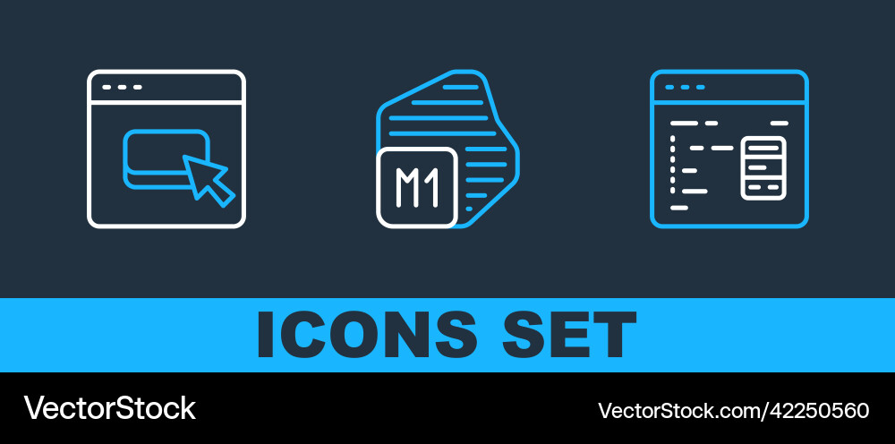 Set line software browser files and processor Set line software browser files and processor vector image