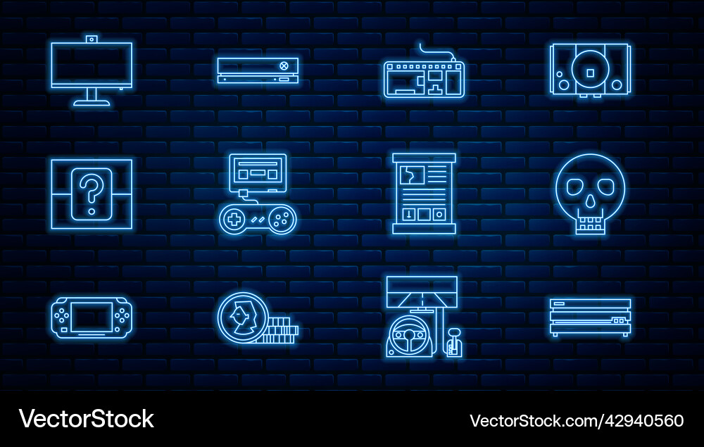 Set line video game console skull computer Set line video game console skull computer vector image