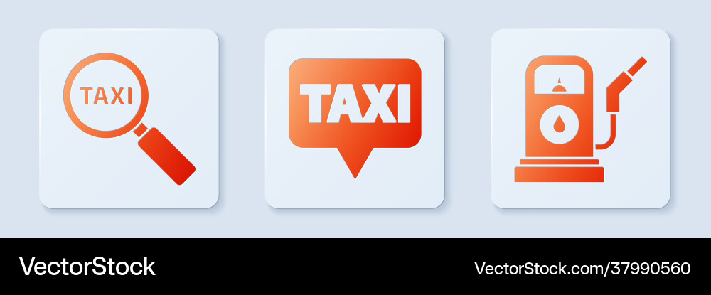 Set map pointer with taxi magnifying glass Set map pointer with taxi magnifying glass vector image