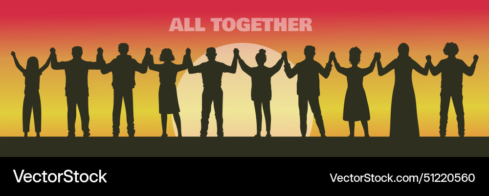 Unity and togetherness silhouette Vector Image