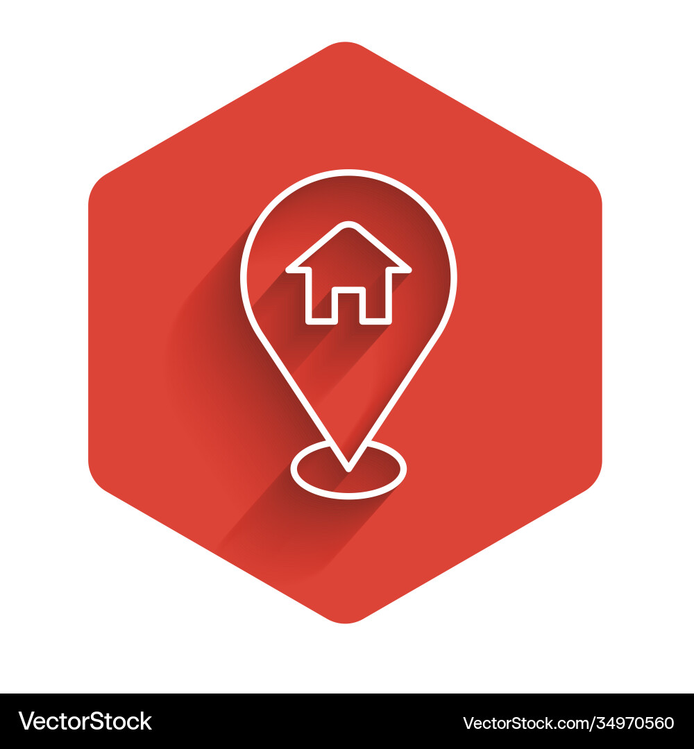 White line map pointer with house icon isolated White line map pointer with house icon isolated vector image