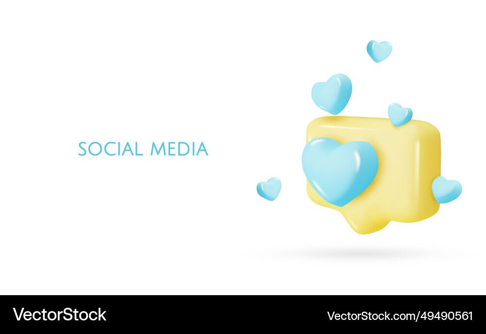 3d icon message dialog button with heart 3d icon message dialog button with heart Vector Image