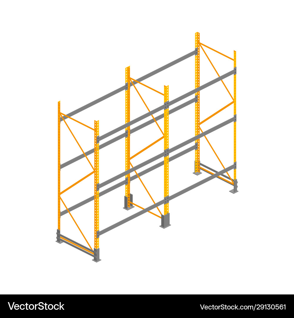 Big isometric empty warehouse rack Royalty Free Vector Image