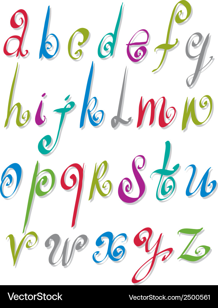 Calligraphic script alphabet letters set font vector image