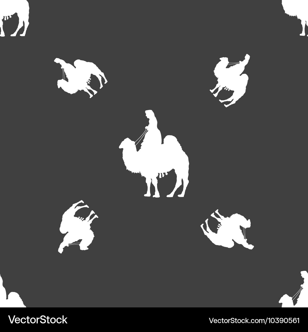 Camel sign seamless pattern on a gray background Vector Image