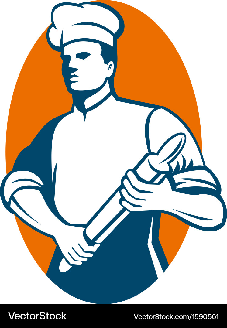 Chef with Rolling Pin - Retro Style vector image