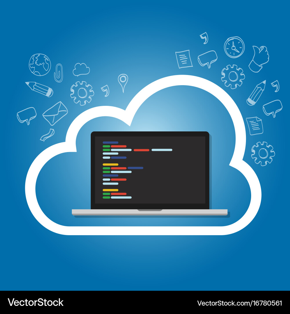Cloud online coding repository on the vector image