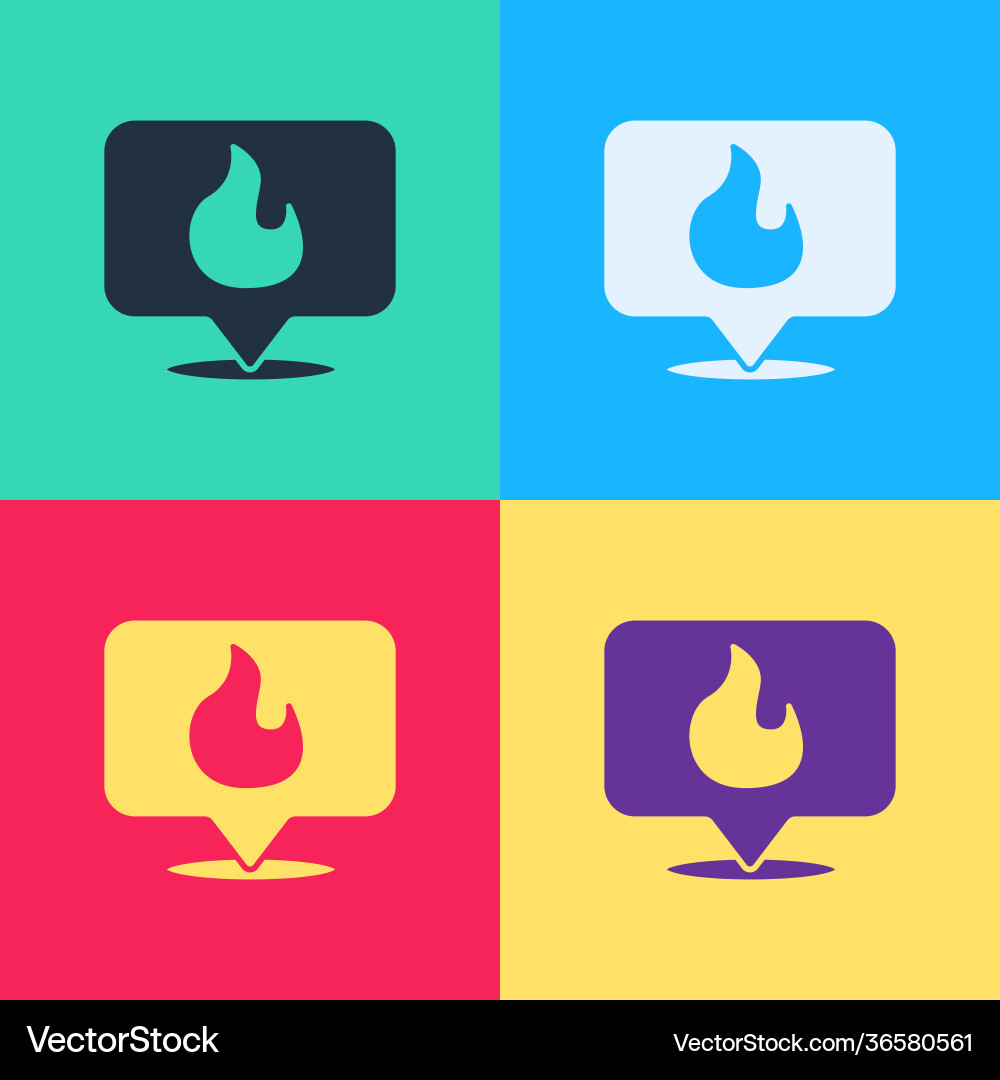Color map pointer with fire flame icon isolated Color map pointer with fire flame icon isolated vector image