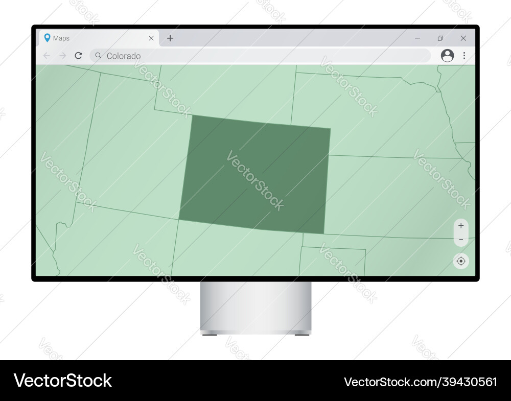 Computer monitor with map of colorado in browser Computer monitor with map of colorado in browser vector image