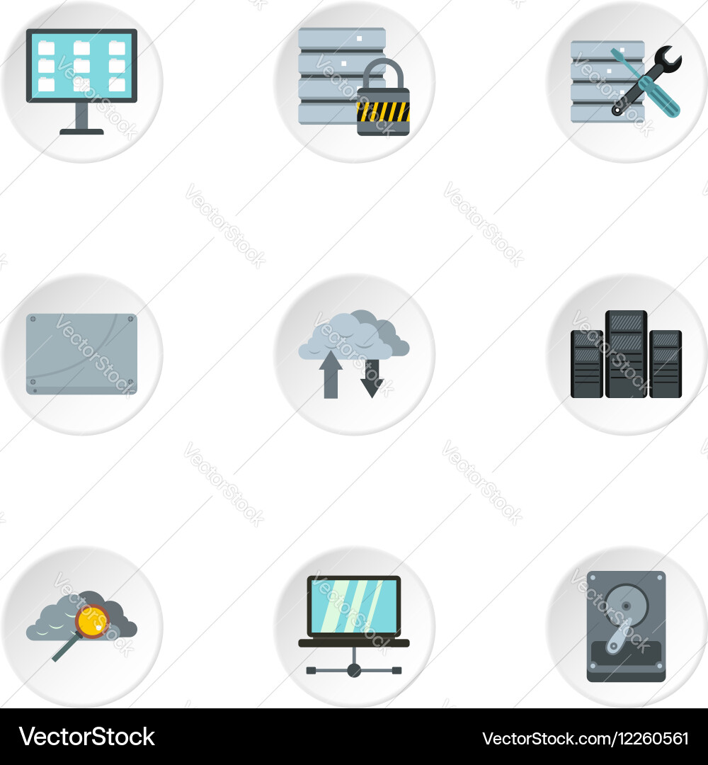 Computer setup icons set flat style Vector Image