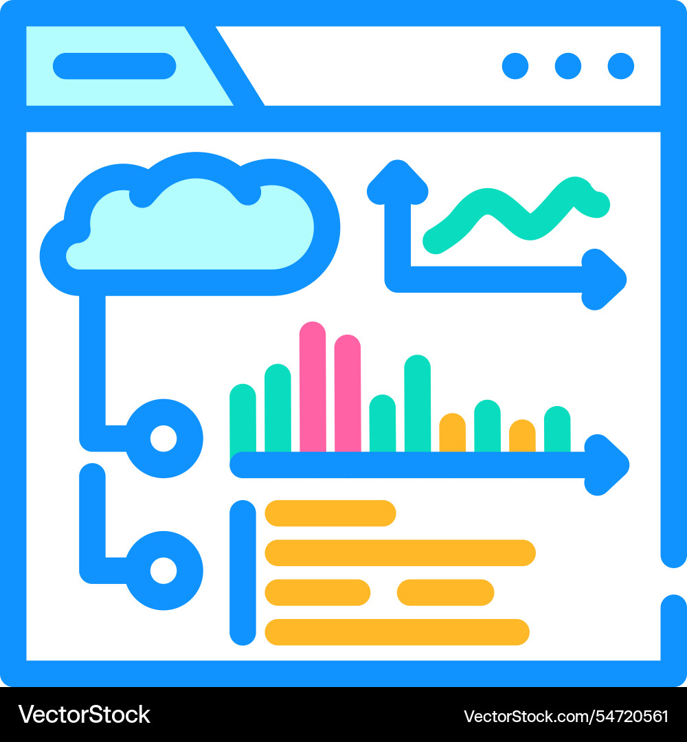Dashboard monitoring cloud computing color icon Dashboard monitoring cloud computing color icon vector image