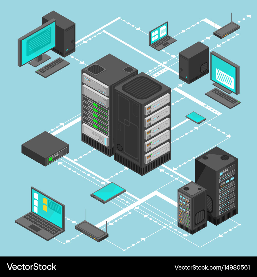 Data Network Management Isometric vector image