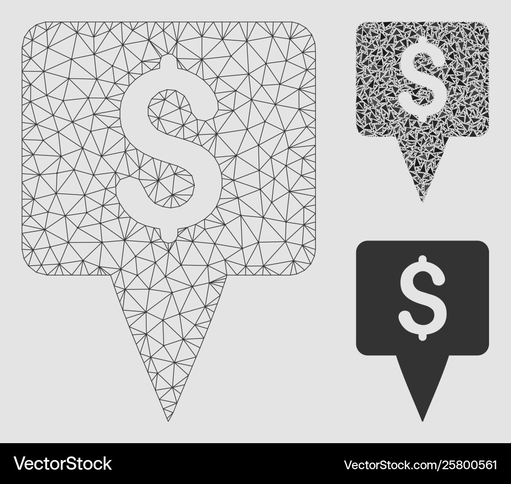 Dollar map pointer mesh wire frame model Vector Image