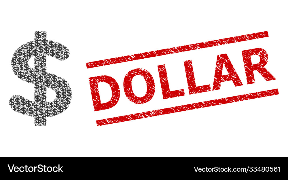 Dollar recursion mosaic items and grunge Dollar recursion mosaic items and grunge vector image
