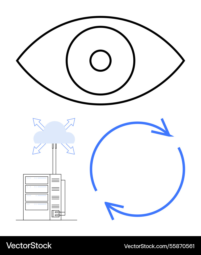 Eye with cloud computing concept and data Eye with cloud computing concept and data vector image
