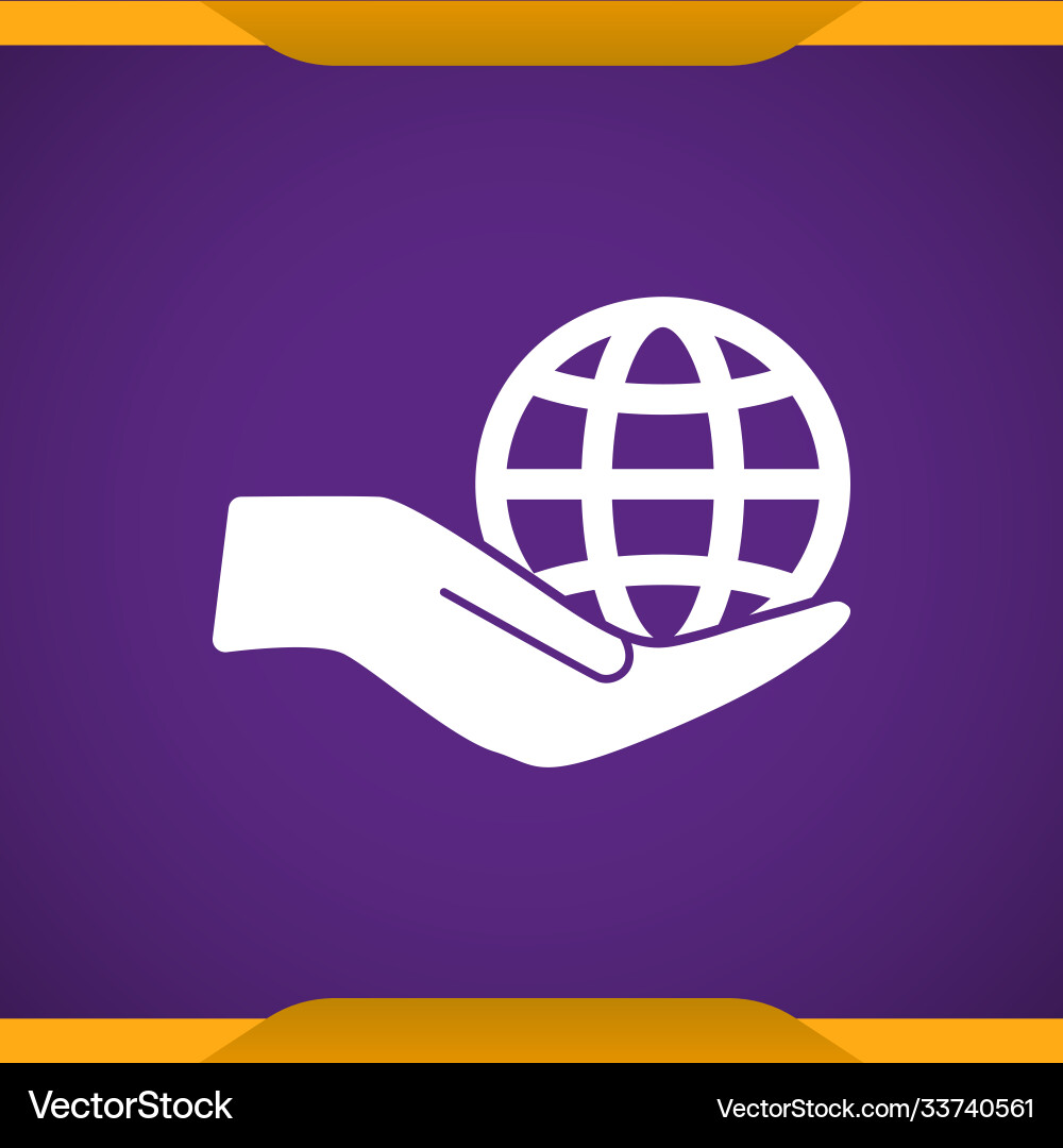 Globe in hand icon for web and mobile vector image