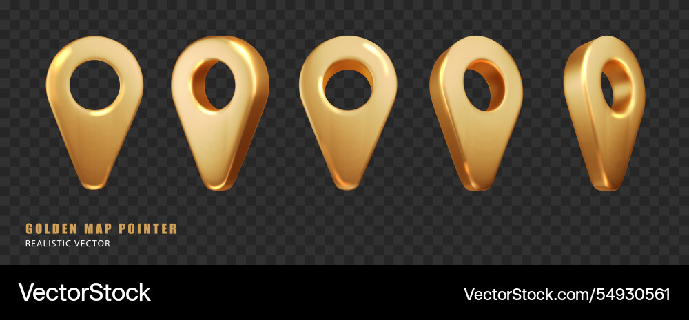 Gold map pointer location symbol isolated on dark Gold map pointer location symbol isolated on dark vector image