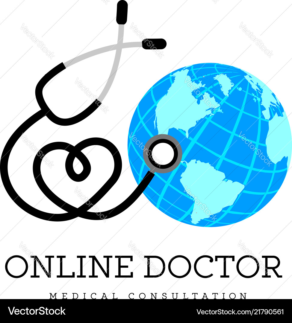 Heartbeat Globe Stethoscope Logo vector image