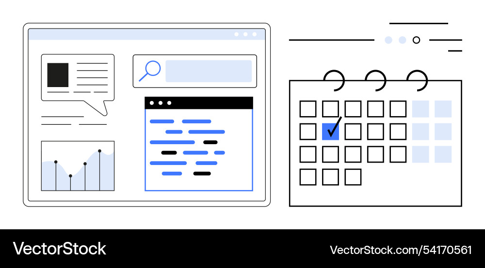 Interactive digital workspace with calendar Vector Image