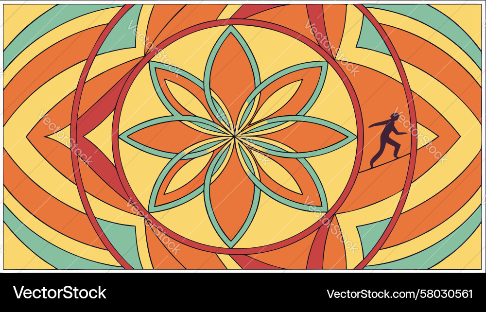 Intricate Circular Pattern with Human Element Vector Image