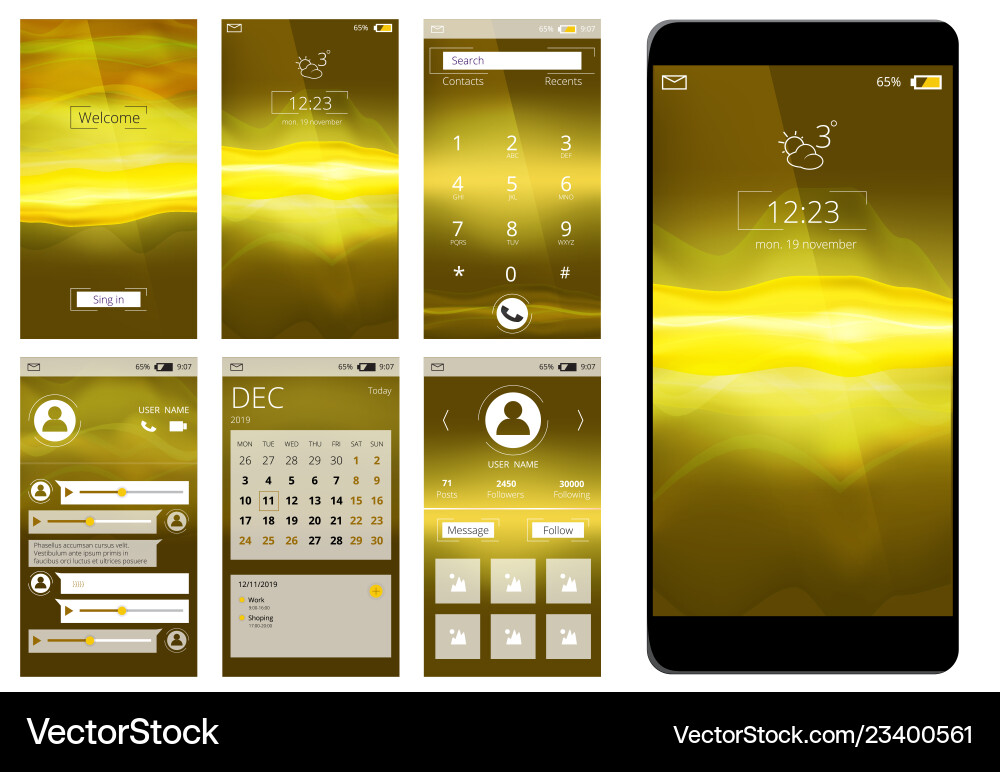 Mobile app ui web interface template Mobile app ui web interface template vector image