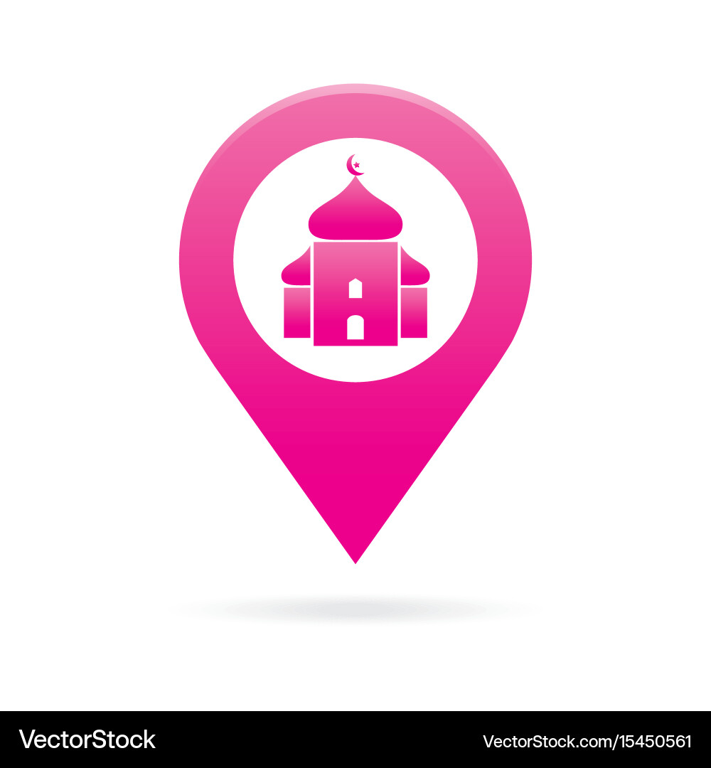 Mosque surau map pointer icon marker gps location vector image