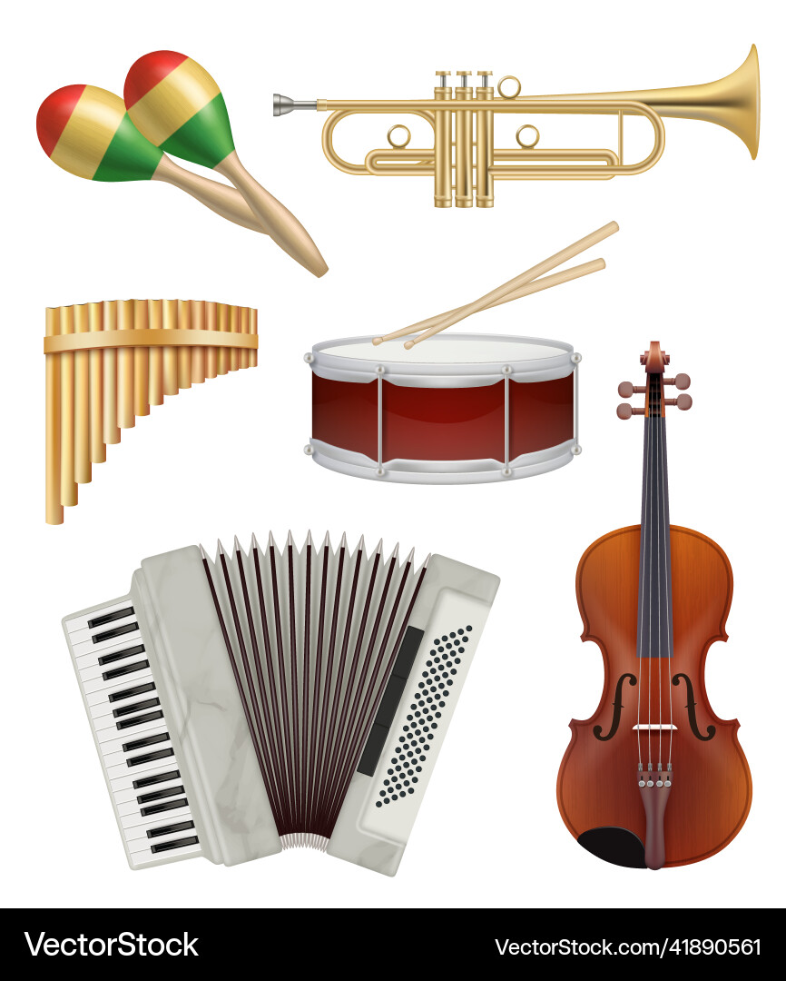 Music instruments audio items collection for pop Music instruments audio items collection for pop Vector Image