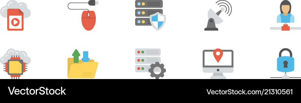 Network and cloud computing icon pack Network and cloud computing icon pack vector image