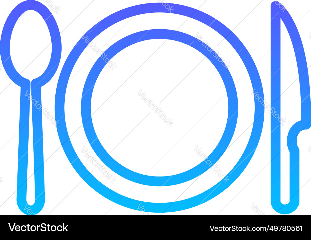 Plate with fork and knife line gradient icon vector image