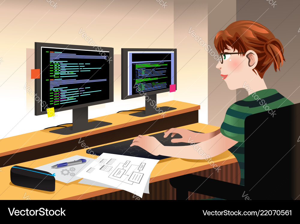 Programmierer für Frauen auf einem Computer Programmierer für Frauen auf einem Computer vektorbild