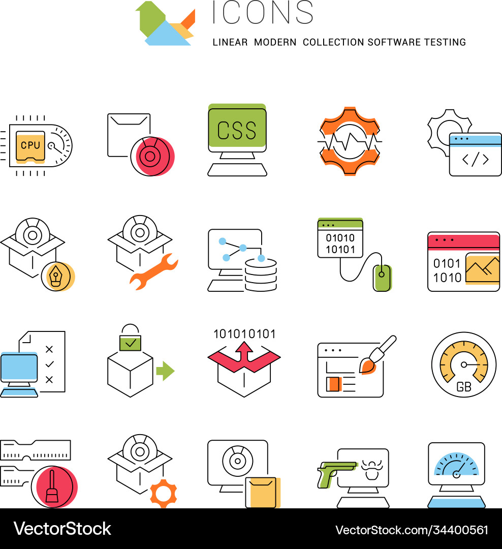 Set line icons software Set line icons software vector image