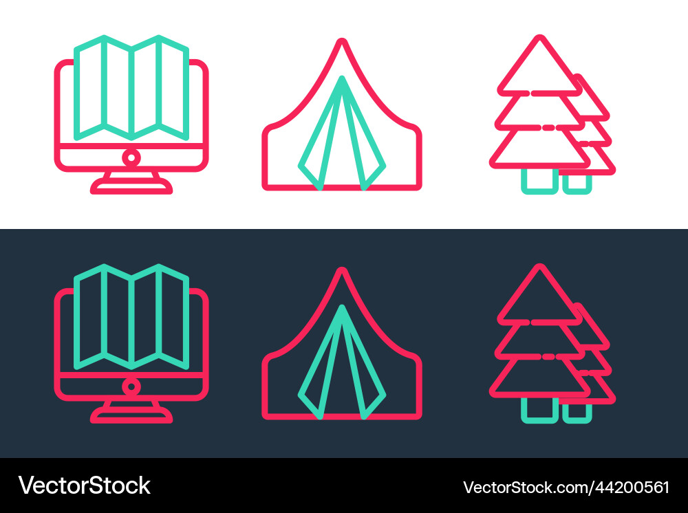 Set line tree location of the forest in monitor Set line tree location of the forest in monitor vector image
