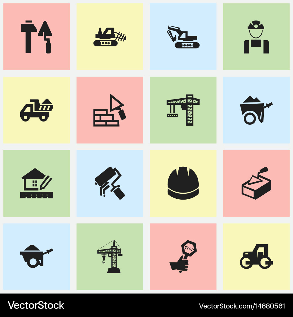 Set of 16 editable structure icons includes vector image
