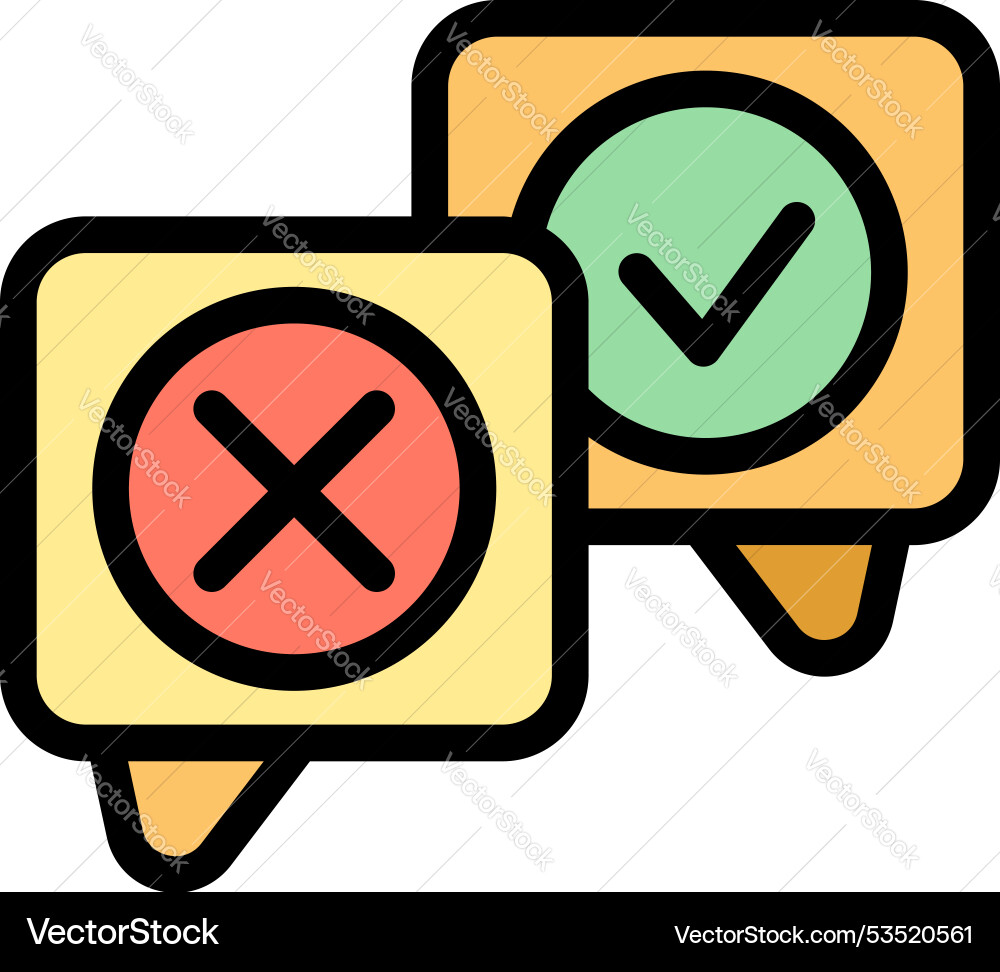Speech bubbles showing checkmark and cross mark Speech bubbles showing checkmark and cross mark vector image