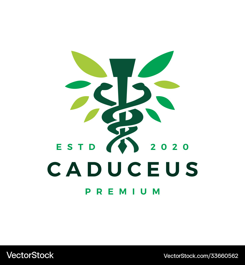 Caduceus leaf snake logo icon Caduceus leaf snake logo icon vector image