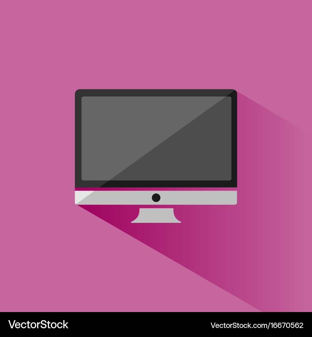 Computer icon with shade on pink background vector image