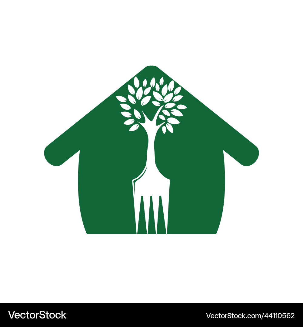 Fork tree with home shape logo design Vector Image