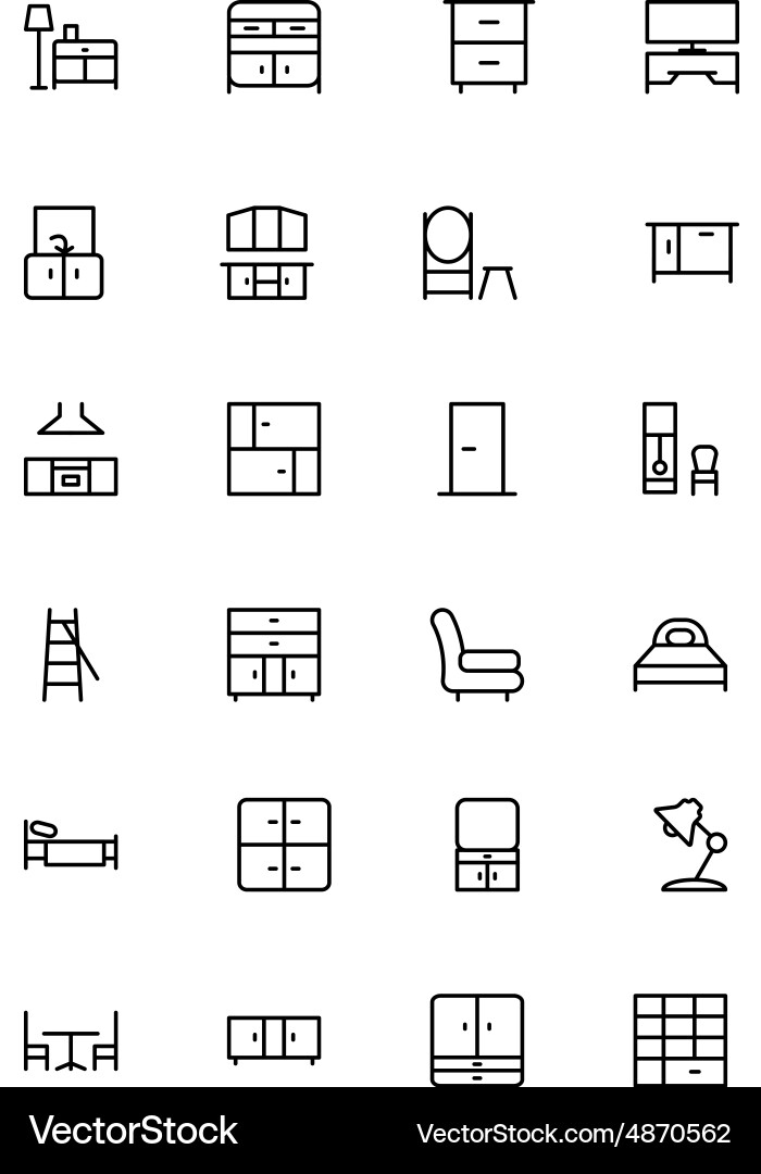 Furniture Line Icons Set Vector Image