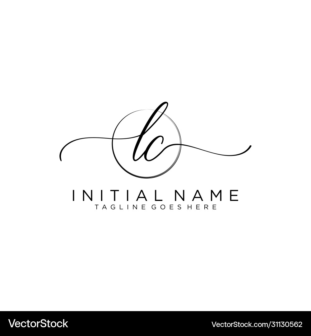 Lc initial handwriting logo with circle template vector image