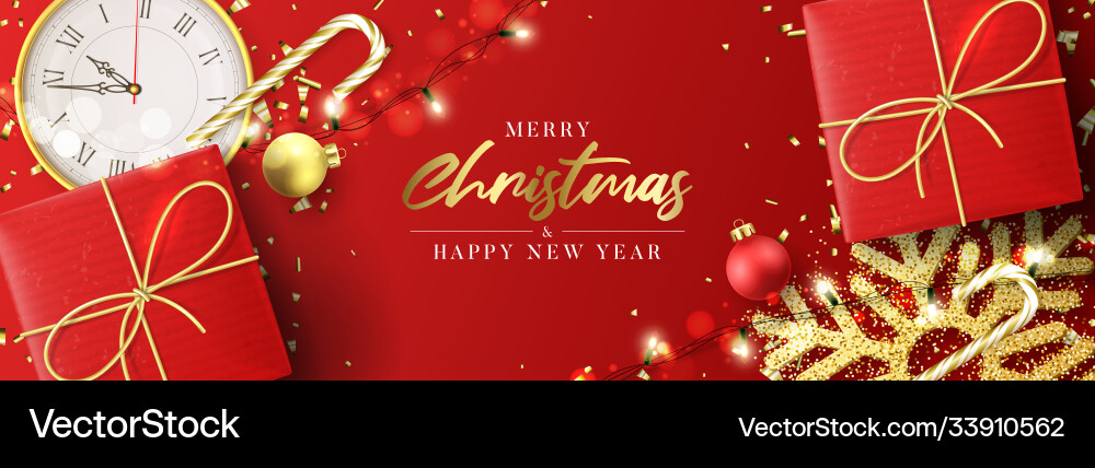 Merry christmas and happy new year banner Merry christmas and happy new year banner vector image