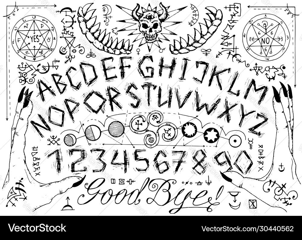 Ouija spiritual board design with alphabet magic Ouija spiritual board design with alphabet magic vector image