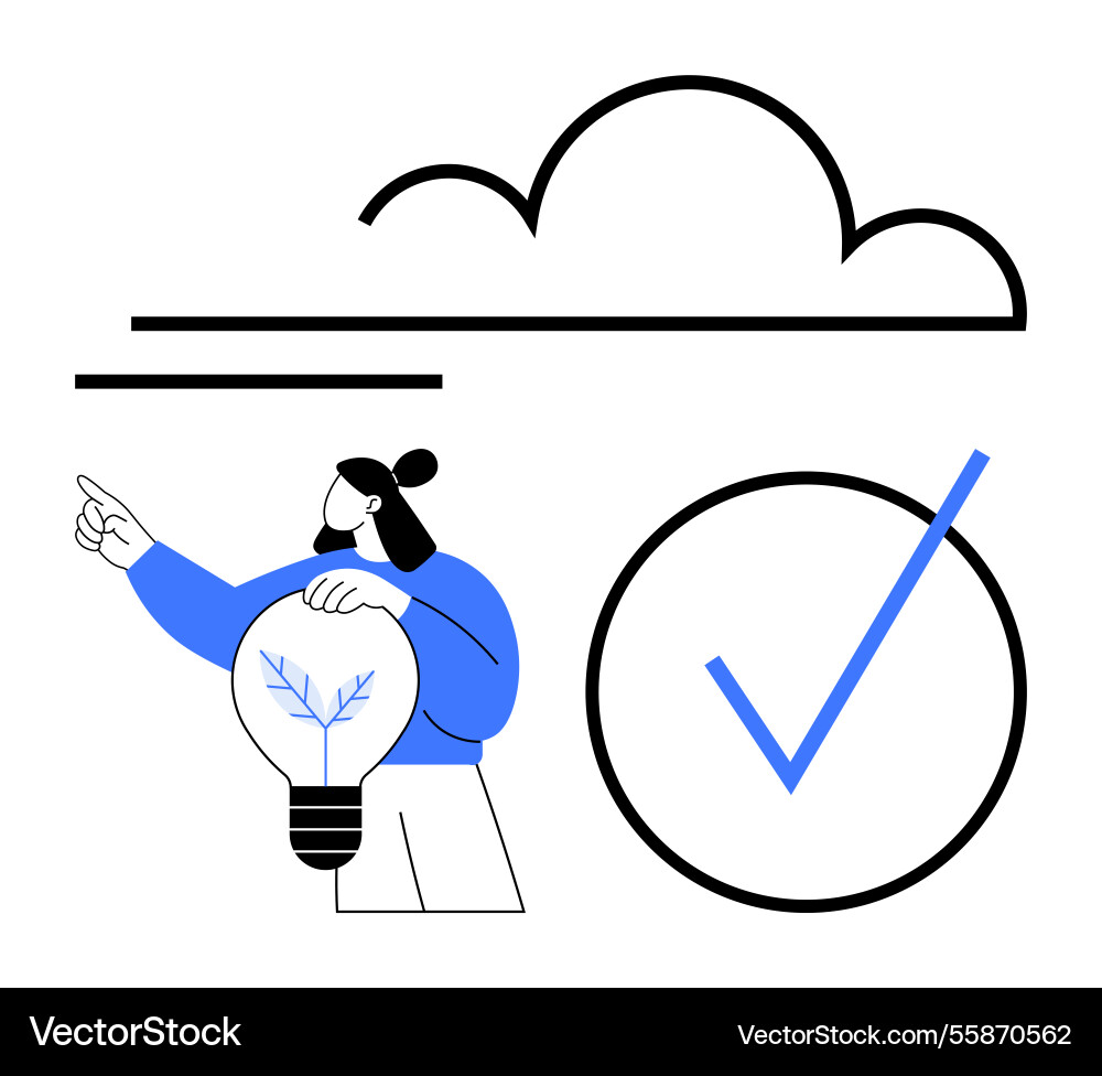 Person holding lightbulb with tree element cloud Vector Image