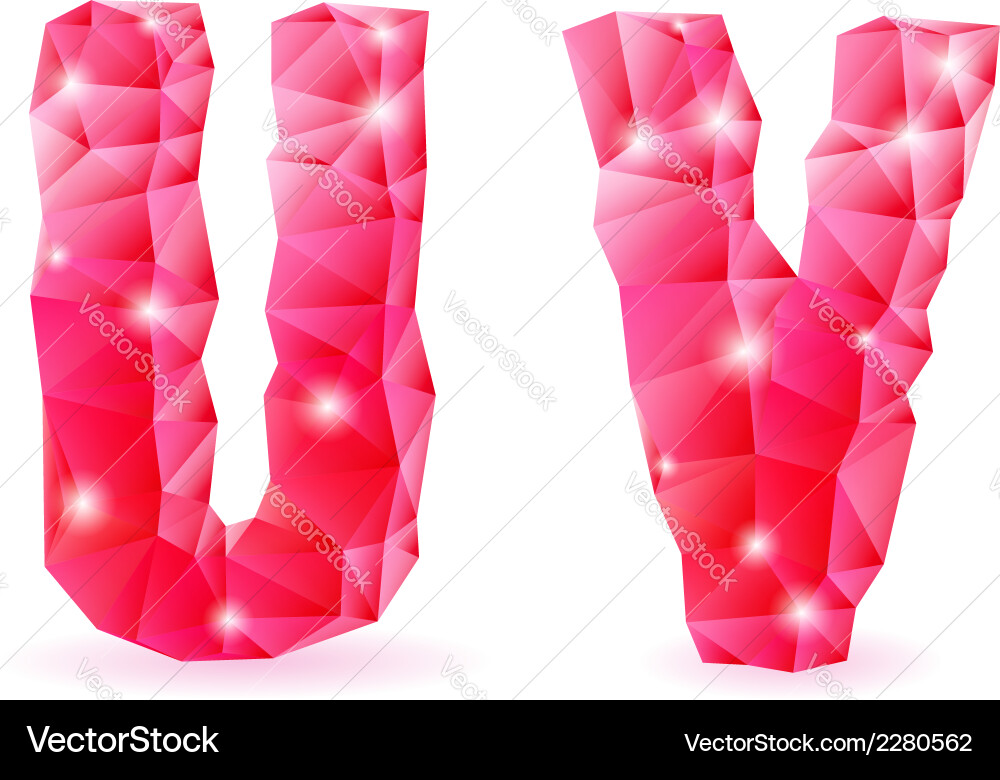 Ruby polygonal font Vector Image