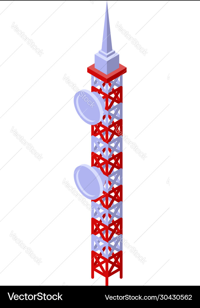 Satellite antenna tower icon isometric style Satellite antenna tower icon isometric style vector image