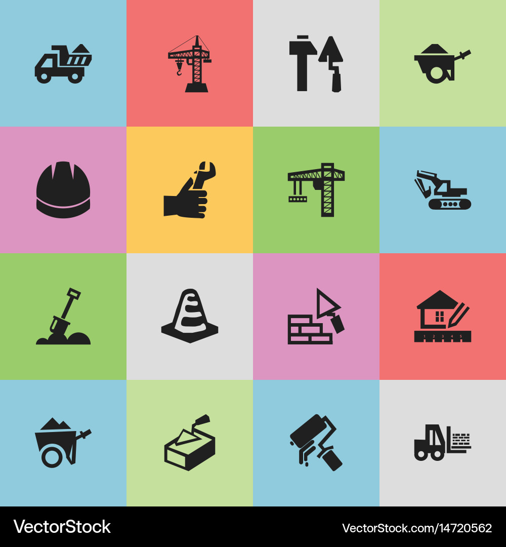 Set of 16 editable structure icons includes vector image